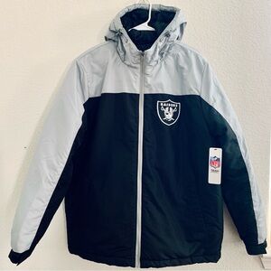 Las Vegas Raiders NFL Black and Gray Hooded Jacket NWT large